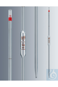 Vollpipetten 10 ml, Klasse AS, mit einer Ringmarke, justiert auf ''Ex'', DIN EN ISO 648, braun...