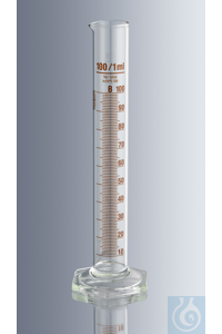 Messzylinder 5:0,1 ml, Klasse B, braune Strichteilung, DIN EN ISO 4788, justiert auf ''IN'', hohe...