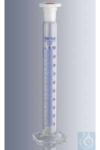Mischzylinder 10:0,2 ml mit Normschliff NS 10/19 Klasse B, justiert auf ''In'', blaue...