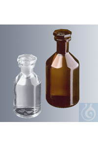 Steilbrustflaschen 50 ml, Enghals, Klarglas mit Normschliff und Glasstopfen NS 14/15 
zu 10 Stück...