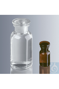 Rundschulterflaschen 50 ml, Weithals, Braunglas mit Normschliff und Glasstopfen NS 24/20