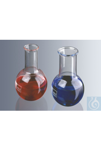 Staande kolf 50 ml, smalle hals, vervaardigd van borosilicaatglas 3.3, met parelrand, verpakt in...
