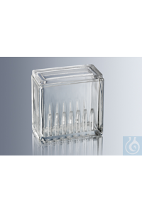 Färbezylinder nach Hellendahl, ohne Erweiterung, aus starkwandigem Natron-Kalk-Glas (Pressglas),...