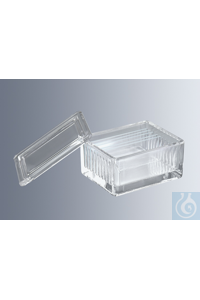 Staining jars acc. to Schiefferdecker, made of heavy-walled soda lime glass (pressed glass), for...