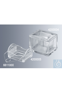 Staining trays made of pressed glass, for 10 microscope slides approx. 76x26 mm, made of...