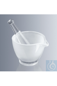 Mortier 80 mm diameter, 60 mm hoogte, met stamper, gemaakt van borosilicaatglas 3.3, ruwe...