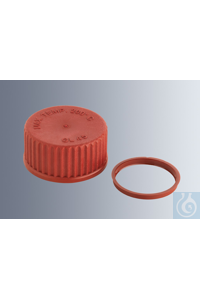 Pouring rings GL 45, for Simax laboratory bottles, made of red PBT (max. temp. 180 °C), packing...