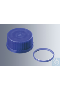 Schraubkappen GL 32, aus blauem Polypropylen (max. Temp. 140 °C), zu 10 Stück verpackt