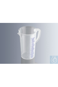 Messbecher 50 ml, hergestellt aus transparentem Polypropylen, mit Henkel und Ausguss, erhabene...