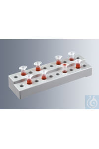 Gestelle für Reaktionsgefäße, hergestellt aus Kunststoff (ABS), mit Platz für bis zu 20...
