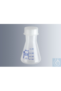 Erlenmeyerkolben 75 ml, aus transparentem Polypropylen, mit Gewinde GL 45 und Schraubkappe, mit...