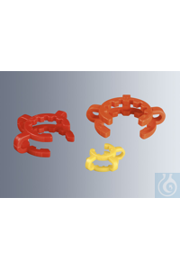 Clamps for standard ground joints NS 34/35, orange made of plastic (POM), maximum operating...