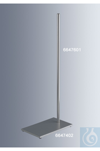 Stand bases 210x130 mm, made of powder-coated steel, with rubber feet and bore of thread size...