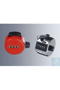 Hand tally counters with metal housing, 4-digits display up to 9999, with zero setting by knurled...