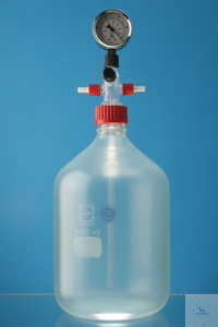 Woulff's fles 5000 ml, incl. manom. Flesvorm met plastic deksel