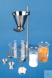 Apparatur Bestimmung Rieselfähigkeit DIN EN ISO6186, Ph.Eur.2.9.16 Flowability  
 
Die Apparatur...