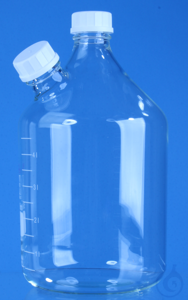 Medienflasche, 2000ml mit 2* GL 45 Gewindeanschluss Animpfflasche / Medienflasche aus Glas mit...