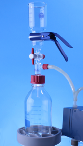 Filtration/degassing unit for threaded bottle GL-45 Glass filtration device...