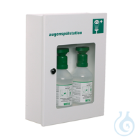 B-SAFETY oogspoelstation BR324005 met 2 oogspoelflessen in een stofbeschermde wandkast met...