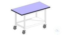 Schwerlasttisch mit Rollen 1500x600, Sitzarbeitshöhe Tischhöhe: 720+30 TP-TopResist 1 Ablageboden...