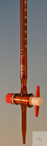 Burette 10 ml:1/20 w. straight stopcock, amber glass, cl. B