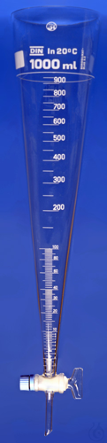 Sedimentiergefäß/Imhoff durchgehend graduiert bis 1000 ml, mit Glashahn