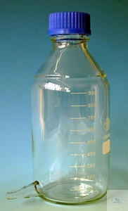 Niveaugefäß 1000 ml, mit Schraubkappe blau, Boro 3.3 Niveaugefäß 1000 ml, mit...