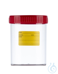 Mehrzweckbecher, PS, 200 ml, Schraubverschluss, sterilisiert, mit Etikett
