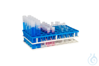 Multistand Plus für Probenröhrchen Ø 12-18 mm, PP, 5 x 10 Stellplätze, weiß -blau