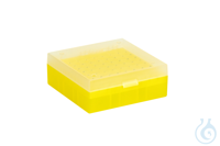 ratiolab® Kryo-Boxen, PP, gelb, Raster 9 x 9, 133 x 133 x 75 mm