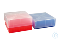 ratiolab® Cryo Boxes, PP, grid 9 x 9, red, 133 x 133 x 50/75 mm, combi-lid,...