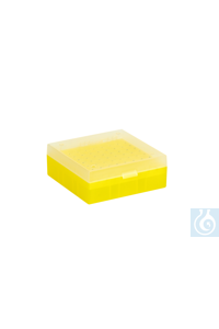 ratiolab® Kryo-Boxen, PP, gelb, Raster 9 x 9, 133 x 133 x 52 mm