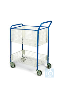 Labor-Drahtkorbwagen, Stahlrohr/Stahlblech, 2 Körbe 65 l/24 l, 1 Stück Labor-Drahtkorbwagen,...