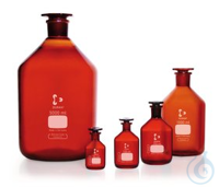 Enghals-Standflasche, mit NS-Glasstopfen, DURAN®, braun, 500 ml, 1 Stück Enghals-Standflasche,...