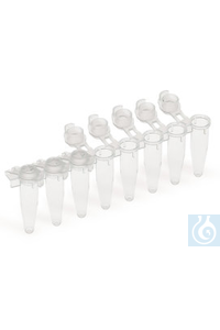 PCR-Reaktionsstreifen, PP, rot, Deckel gewölbt, 0,2 ml, 125 Stück PCR-Reaktionsstreifen, PP, rot,...