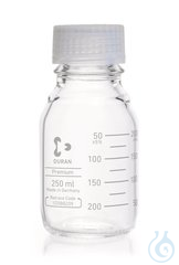 Premium-Flasche, DURAN®, transparent, mit Ausgießring und Kappe, 250 ml  Inhalt: 1 Stück