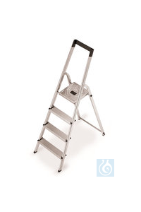 Sicherheitsleiter mit Stahl-Plattform, bis 150 kg, 4 Stufen, B 450 x H 1580 mm  Inhalt: 1 Stück