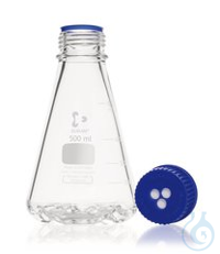 Erlenmeyerkolben m. 4 Schikanen, DURAN®, 500 ml, GL45, m. Schraubverschlusskappen  Inhalt: 4 Stück