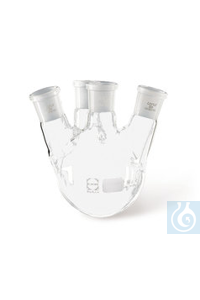 Vierhals-Rundkolben DURAN®, 250 ml, Mittelhals NS 29/32, Seitenhals NS 29/32, Seitenhälse schräg,...