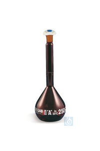 Messkolben, Klasse A, Borosilikatgl. 3.3, Braunglas, NS-Schliff 12/21, 100 ml  Inhalt: 2 Stück