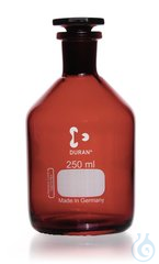 Enghals-Standflasche, mit NS-Glasstopfen, DURAN®, braun, 250 ml, 1 Stück Enghals-Standflasche,...