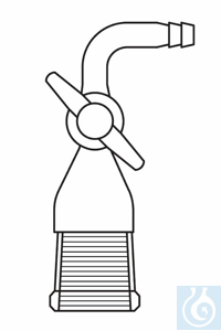 Adaptateur rodage femelle NS 14/23, olive courbée (90°), robinet en verre