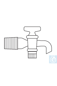 Robinet pour décanteur, rodage mâle NS 19, clé en verre NS 14 ? 4 mm