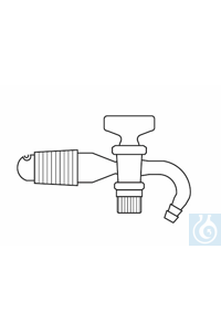 Robinet pour dessiccateur, rodage mâle NS 24, clé en verre, pour couvercle