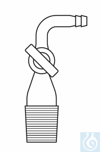 Adapter cone NS 14/23, right angled hose connection (90°), glass stopcock