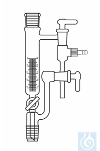 Destillaat opvangstuk, Anschütz Thiele, 50 ml, NS 29/32, met verticale adapter, aftapkraan met...