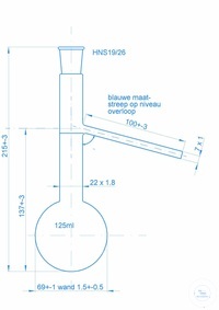 Distillation flask ASTM 200 ml with socket NS 19/26, according to ASTM D1078/D850, H = 215 +-3...