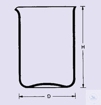 Maatbeker lage vorm 600 ml, met tuit, helder kwartsglas, vgl. DIN 12332