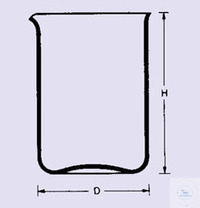 Maatbeker lage vorm 50 ml, met tuit, helder kwartsglas, vgl. DIN 12332