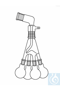 Distilling receiver, Bredt, 100 ml, socket NS 29/32, bent, complete with vacuum receiver adapter...